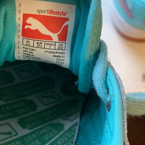 Vintage Puma TT Super. Size 7. Turquoise/Pink/Silver - Picture 2 of 11